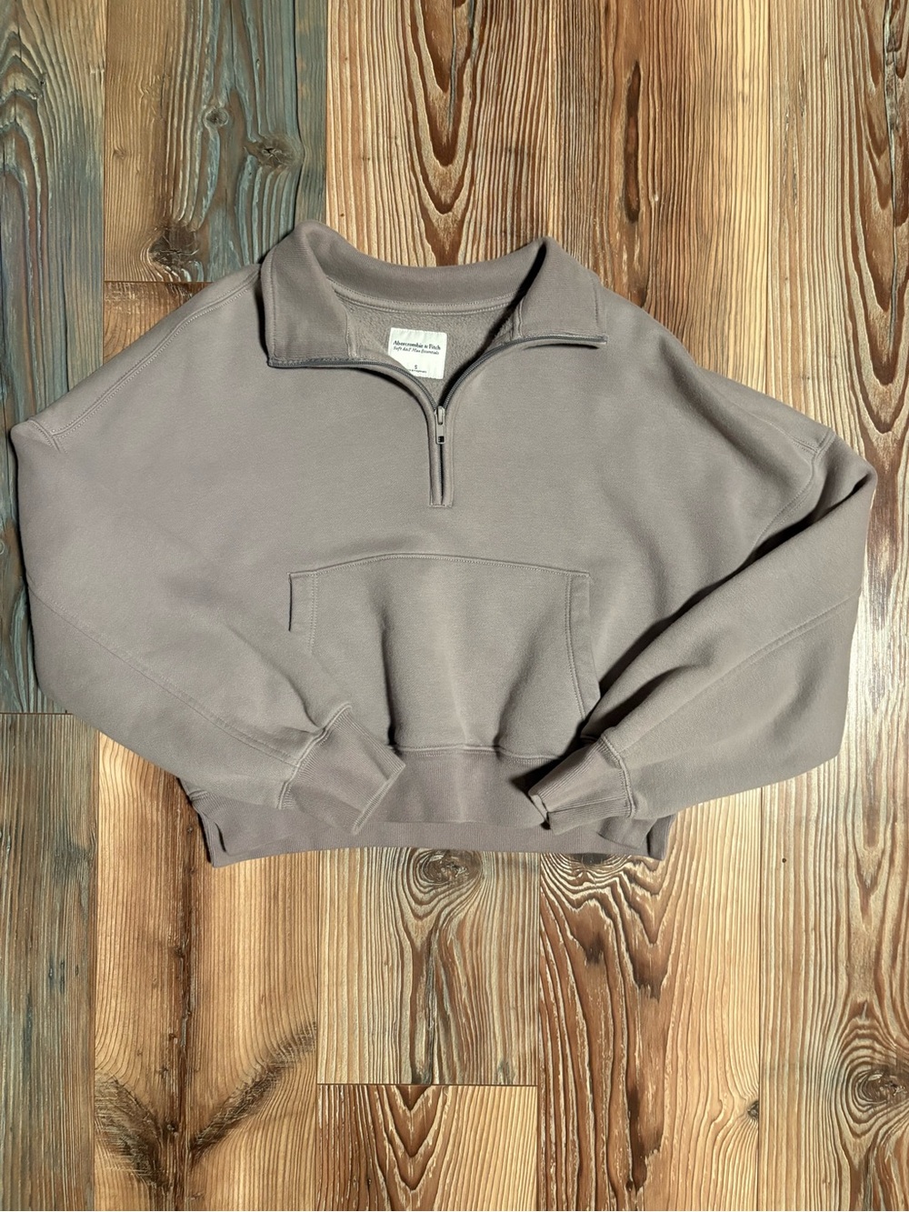 Abercrombie & Fitch Women's Quarter-Zip Pullover Sweatshirt - Taupe